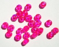 25 5x7mm Faceted Hot Pink AB Donut Beads